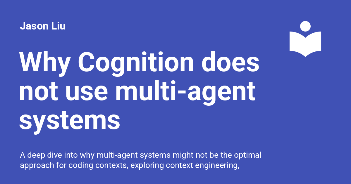 Why Cognition does not use multi-agent systems